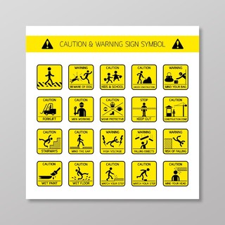 黄色警示牌安全生产安全标识展板